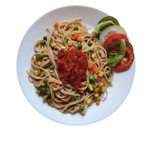 Plato de pasta con vegetales